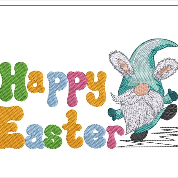 Happy Easter Gnome embroidery design