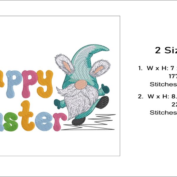 Happy Easter Gnome embroidery design