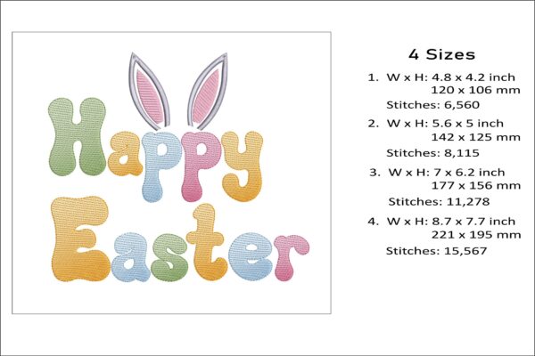 Happy Easter embroidery design