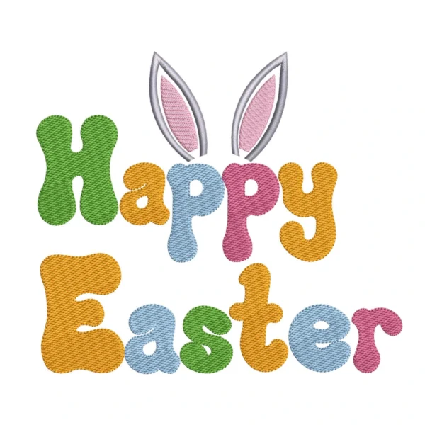 Happy Easter embroidery design 9 - colorful Easter embroidery pattern