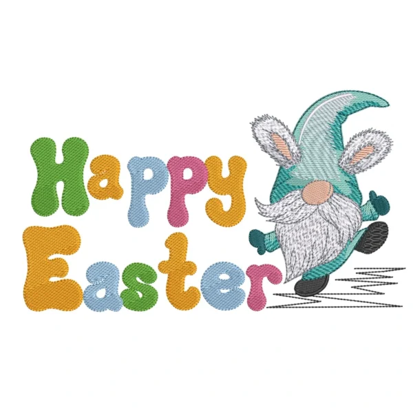 Happy Easter embroidery design - gnome embroidery pattern - Easter embroidery design