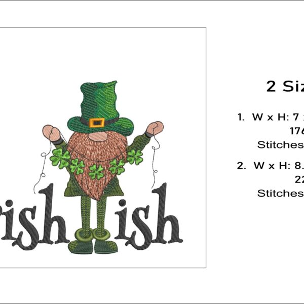 Irishish Gnome embroidery design