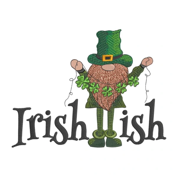 Irishish gnome embroidery design - gnome embroidery pattern - St Patrick's day design