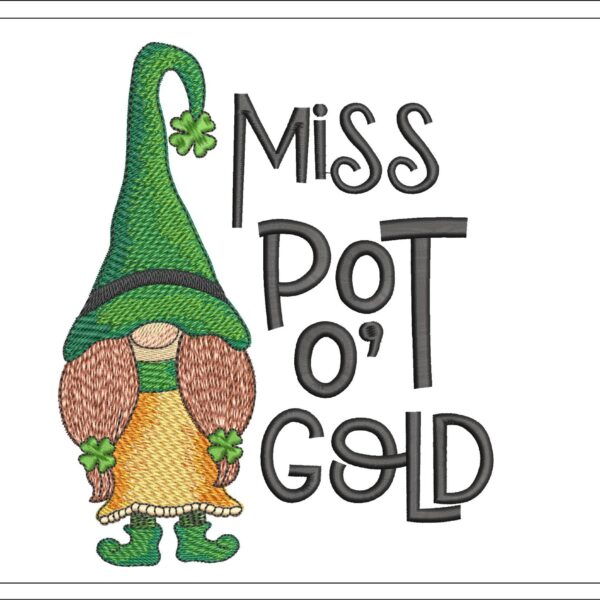 Miss Pot O Gold embroidery design