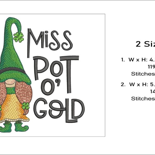 Miss Pot O Gold embroidery design