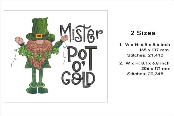 Mister Pot O Gold embroidery design