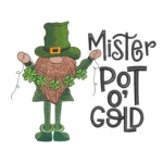 St. Patrick's Day Gnome Embroidery Design - Mister Pot o' Gold