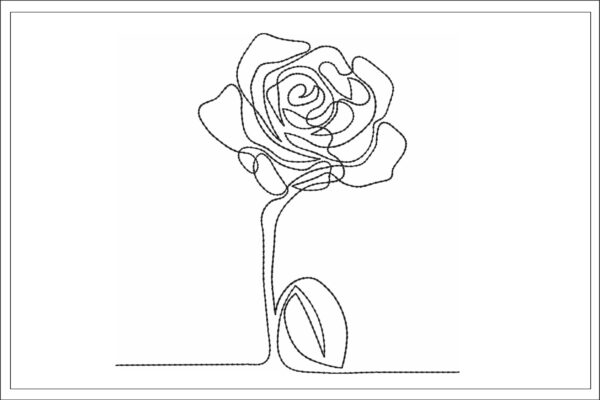 One line rose embroidery design