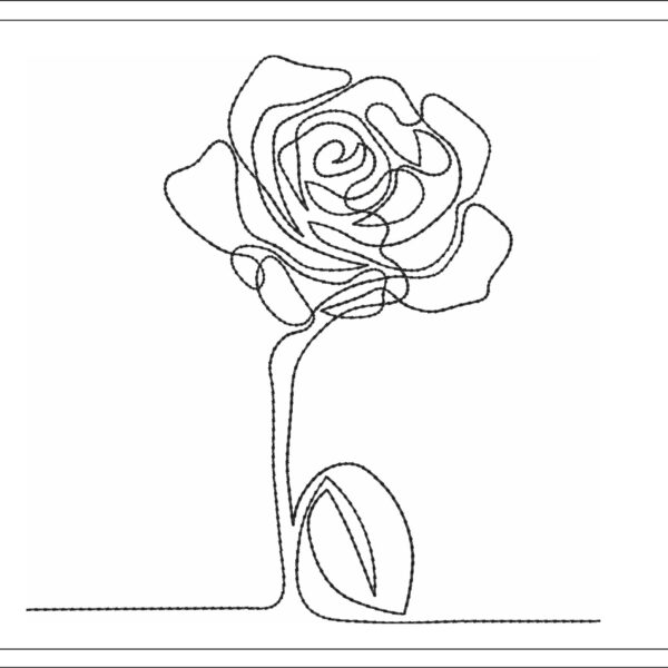 One line rose embroidery design