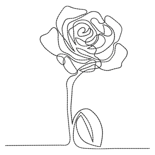 One line rose embroidery design - simple embroidery pattern 1