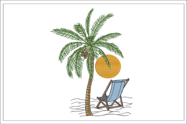 Palm Chair Sun embroidery design