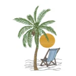 Tropical Beach Embroidery Design – Palm Tree & Chair