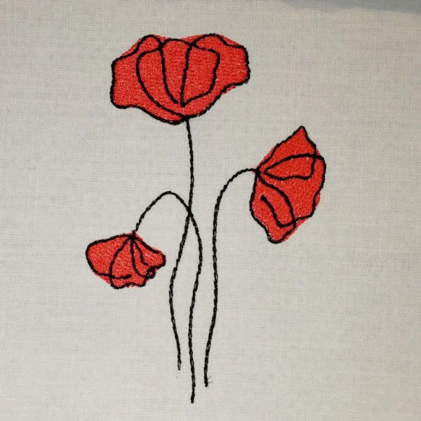 Poppy embroidery design - one line embroidery design