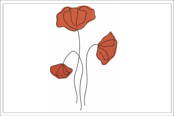 Poppy flowers embroidery design