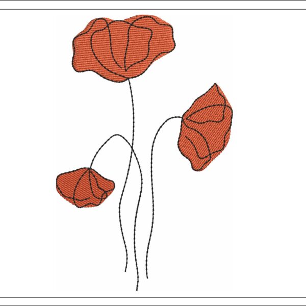 Poppy flowers embroidery design