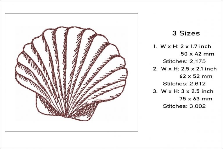Sketch Embroidery Design | Colorful Shells