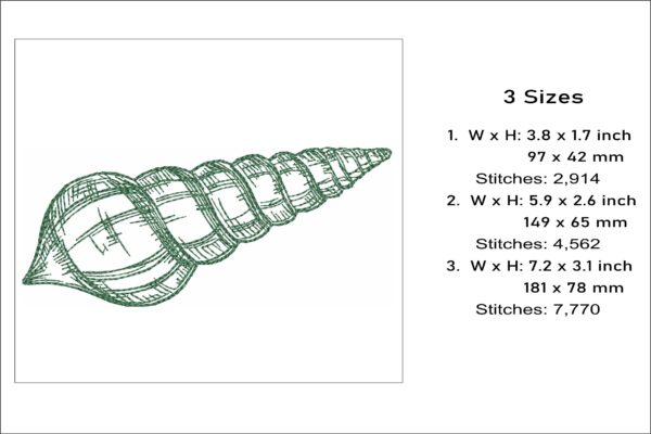 Shell sketch embroidery design