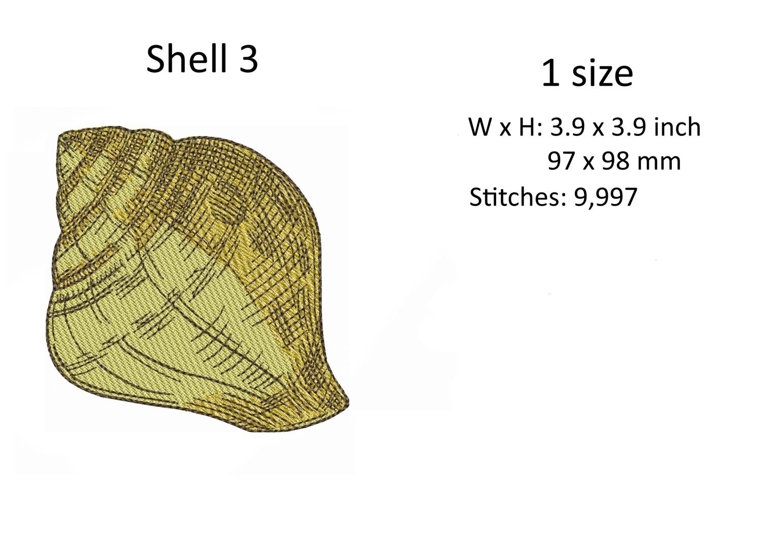 Small Embroidered Shell Small Shells Embroidery Design Bundle
