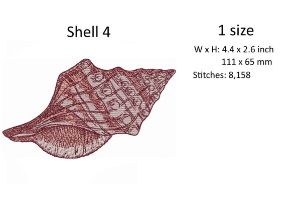 Scallop Seashell Machine Embroidery Design - 4 sizes