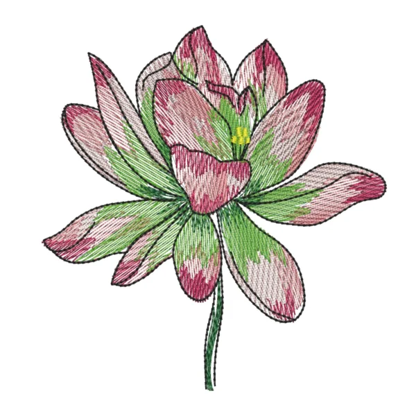 Abstract lotus embroidery design - colorful flower embroidery pattern