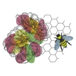 Bee and Honey Comb Embroidery Design 2 - Abstract Embroidery