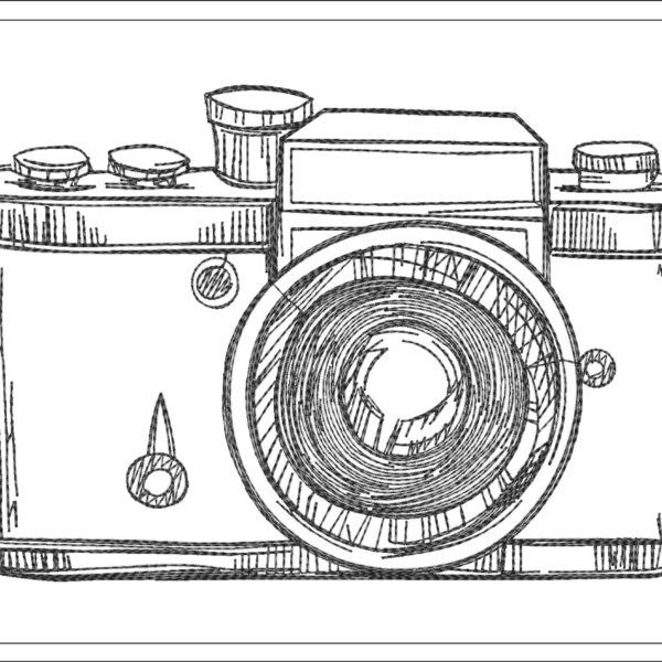 Camera sketch embroidery design