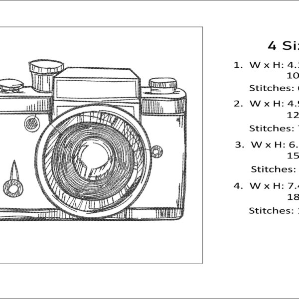 Camera sketch embroidery design