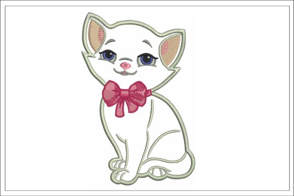 Cat applique embroidery design