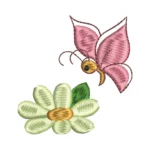 Butterfly And Daisy Embroidery Design - Machine Embroidery