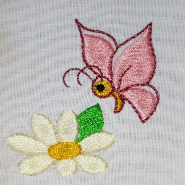 Daisy and butterfly embroidery design - spring embroidery pattern