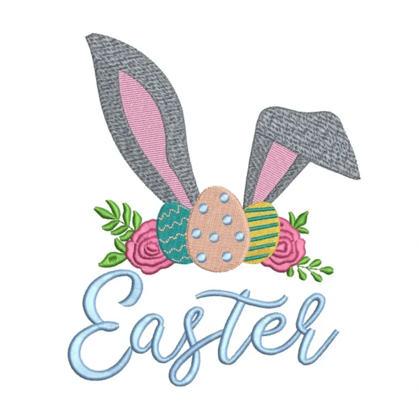 Easter bunny head embroidery design - Easter eggs embroidery pattern