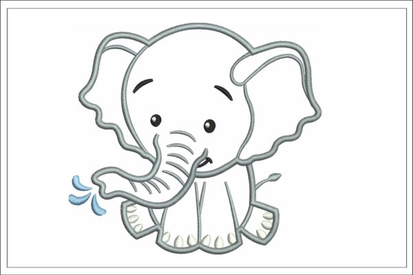 Elephant applique embroidery design