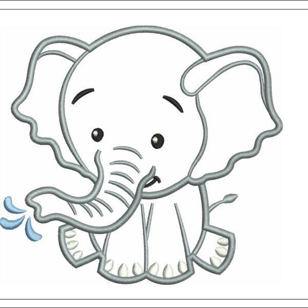 Elephant applique embroidery design