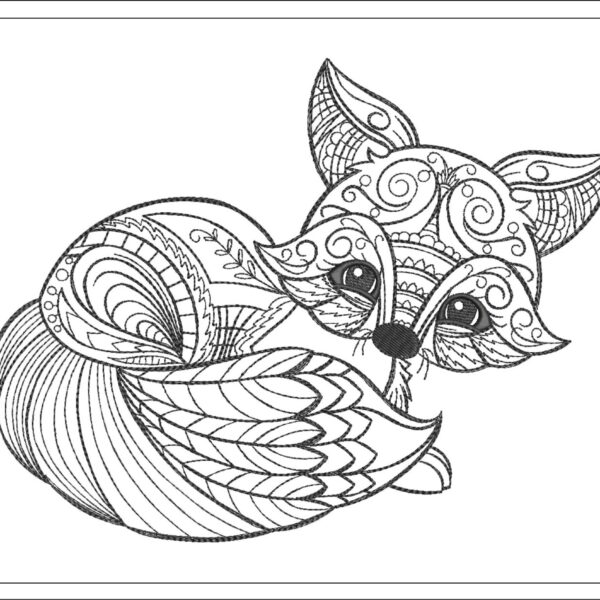 Fox sketch embroidery design