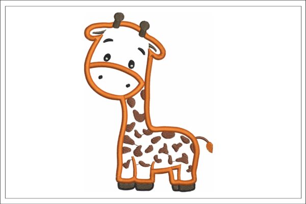 Giraffe applique embroidery design