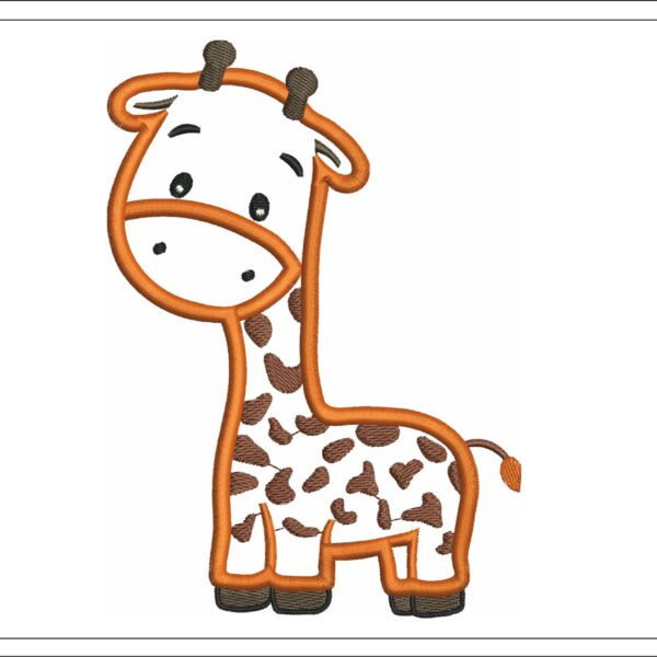 Giraffe applique embroidery design