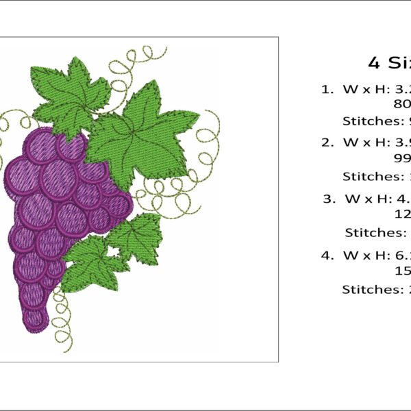 Grapes embroidery design