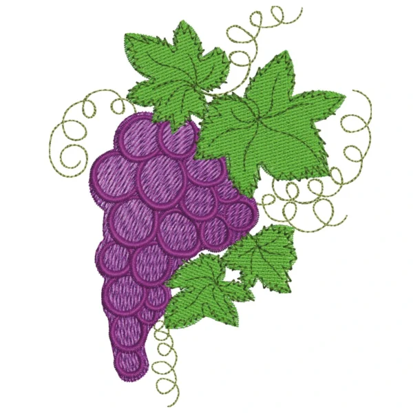 Grapes embroidery design - fruit embroidery pattern - machine embroidery design 1