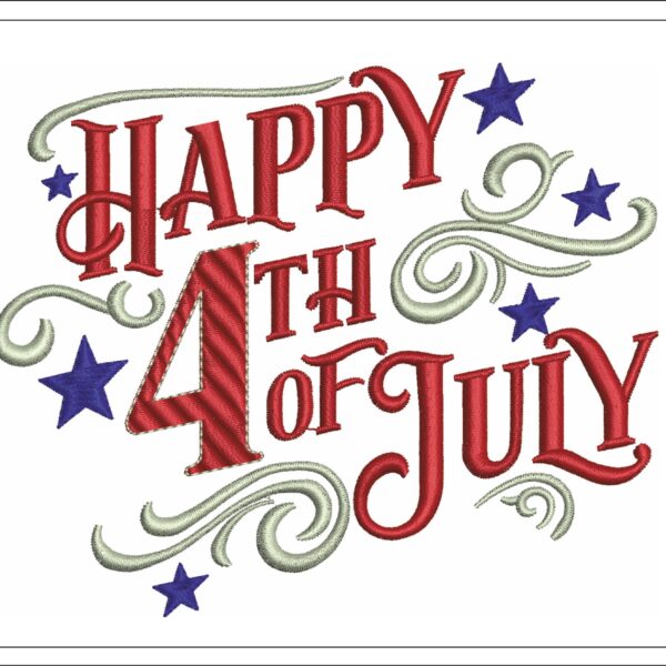 Happy 4th Of July embroidery design