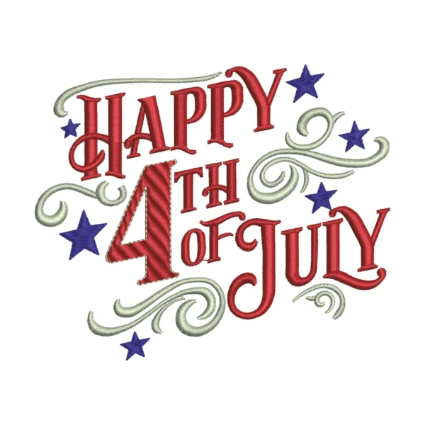 Happy 4th of July embroidery design - machine embroidery pattern