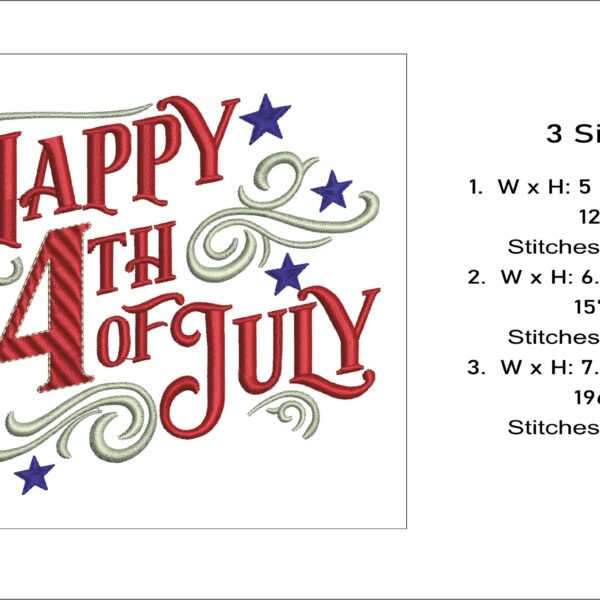 Happy 4th Of July embroidery design