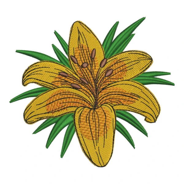 Lily embroidery design - lily flower embroidery pattern - flower embroidery 1