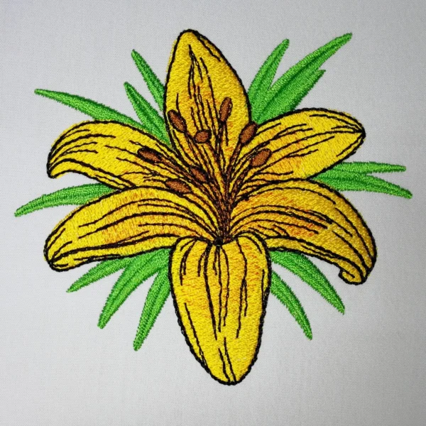 Lily embroidery design - lily flower embroidery pattern - flower embroidery