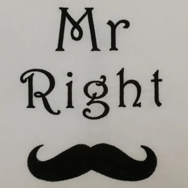 Mr Right embroidery design 1