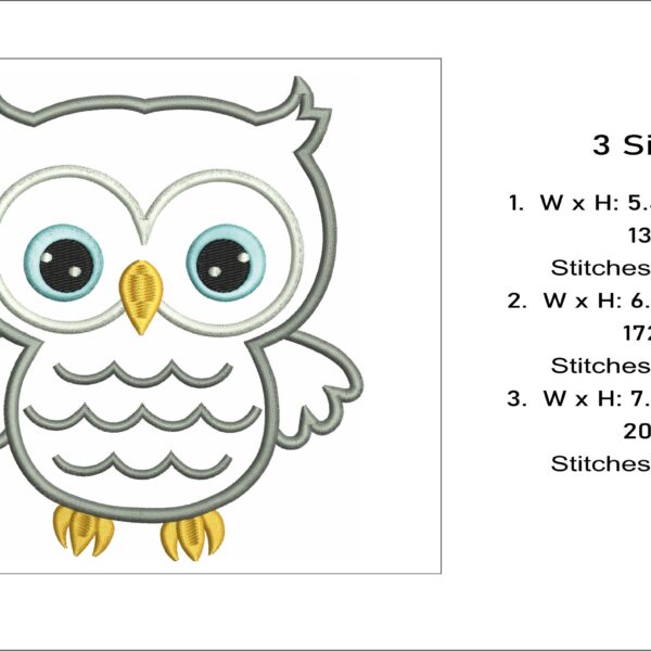 Owl applique embroidery design