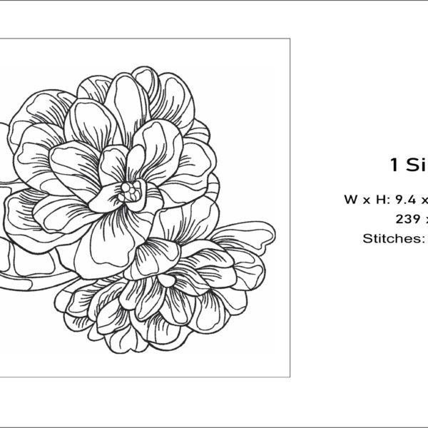 Peonies sketch embroidery design