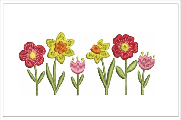 Spring flowers embroidery design