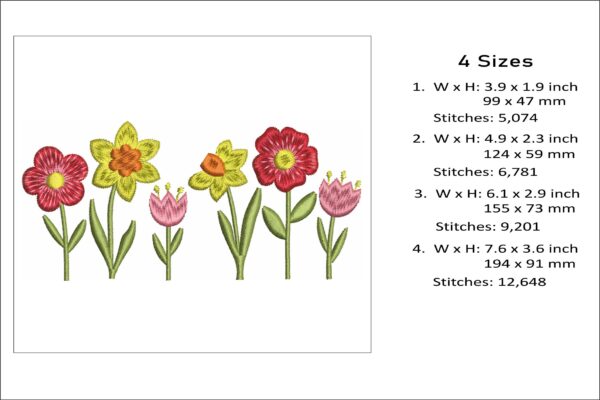 Spring flowers embroidery design