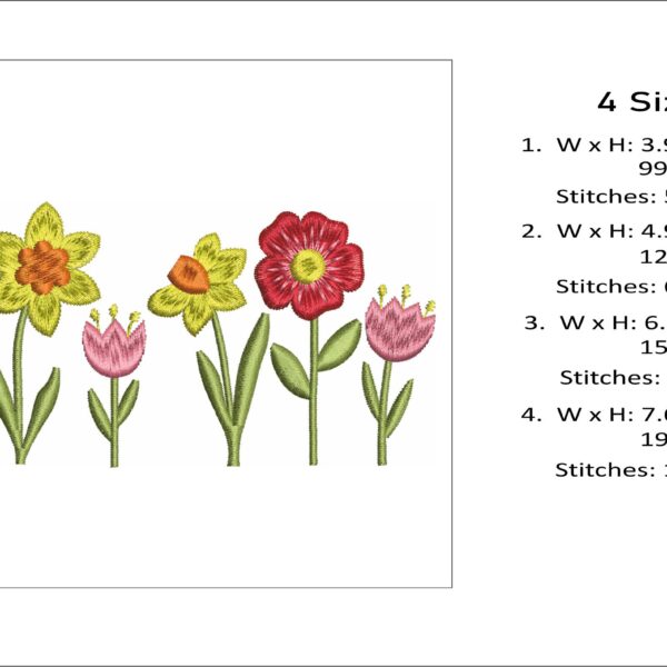 Spring flowers embroidery design