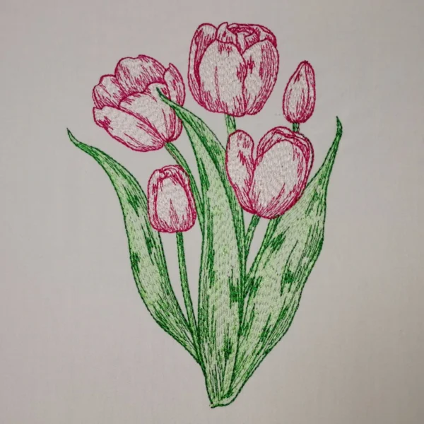 Tulips embroidery design - beautiful flowers embroidery pattern - simple embroidery design